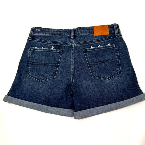 Lucky Brand "The Roll Up" Denim Jean Shorts Distressed Ripped sz 6 - Picture 5 of 7
